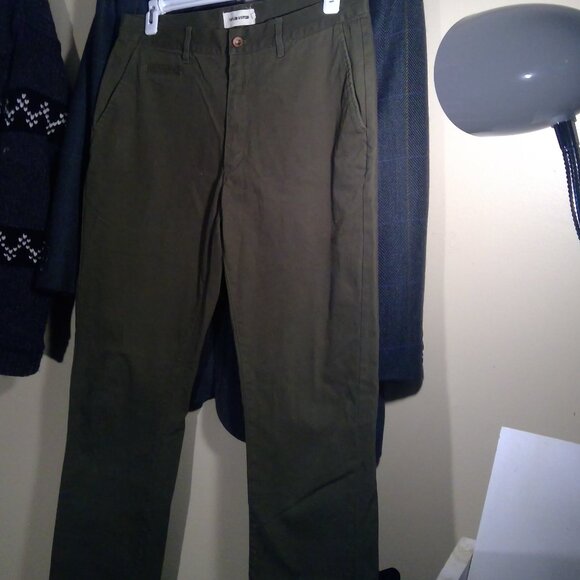 TAYLOR STITCH green Unisex 34" Cotton Button Trousers 35" inseam Pants Pockets - Picture 1 of 14